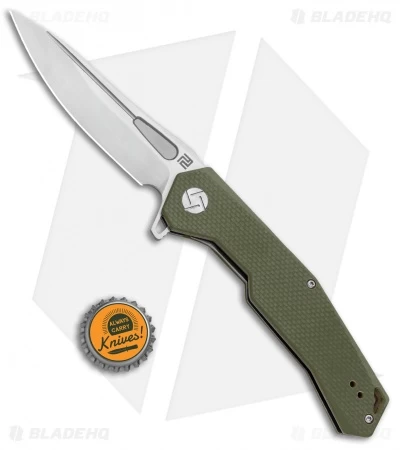 Artisan Cutlery Zumwalt Liner Lock Knife Textured Green G-10 (3.8" Satin) - Image 4