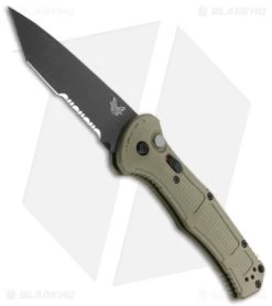 Benchmade Claymore Tanto Automatic Knife OD Green (3.6" Black Serr) 9071SBK-1