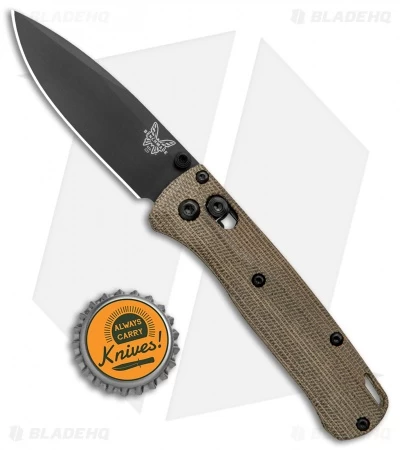 Flytanium Crossfade Green Canvas Micarta + Benchmade Mini Bugout Knife (3" BLK) - Image 4