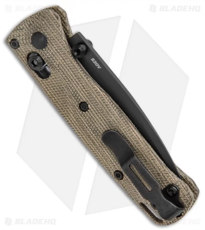 Flytanium Crossfade Green Canvas Micarta + Benchmade Mini Bugout Knife (3" BLK) - Image 3