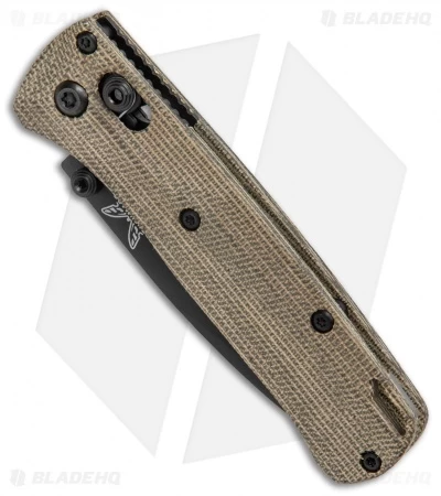 Flytanium Crossfade Green Canvas Micarta + Benchmade Mini Bugout Knife (3" BLK) - Image 2