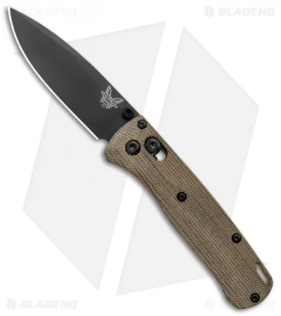 Flytanium Crossfade Green Canvas Micarta + Benchmade Mini Bugout Knife (3" BLK)