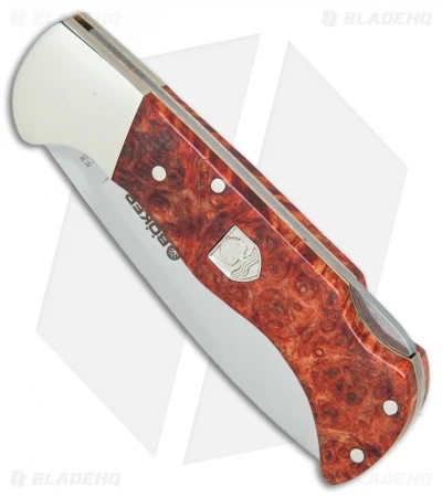 Boker Folding Hunter 1674 Lockback Knife Amboina Root Wood (3" Satin) 113135 - Image 3