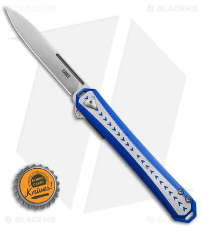 CRKT Stickler Liner Lock Assisted Flipper Knife Blue Aluminum (3.4" Satin) - Image 4
