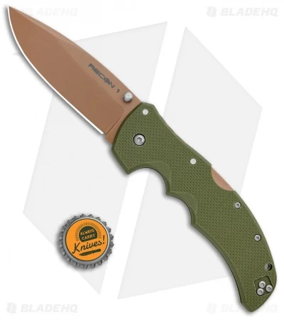 Cold Steel Recon 1 Spear Point Lockback Knife Desert Warrior G-10 (4" Copper) - Image 4