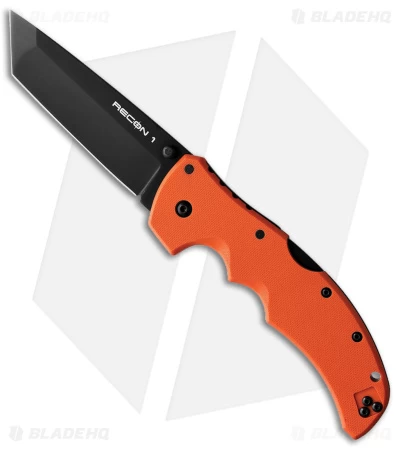 Cold Steel Recon 1 Tanto Lockback Knife Orange G-10 (4" Black)