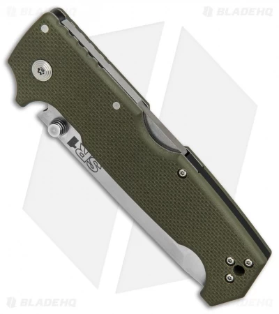Cold Steel SR1 Tri-Ad Lock Tanto Knife OD Green G-10 (4" Satin S35VN) 62LA - Image 3