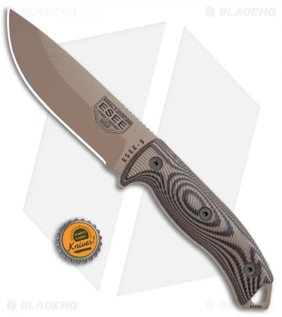 ESEE Knives ESEE-5PDE-005 Fixed Blade Knife Coyote/Black 3D G-10 (5.25" Tan) - Image 5