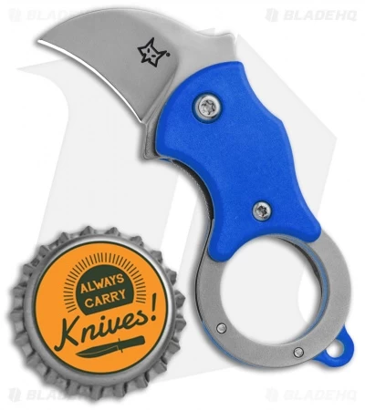 Fox Knives Mini-KA Linerlock Karambit Knife Blue (1" Bead Blast) FX-535 BL - Image 6