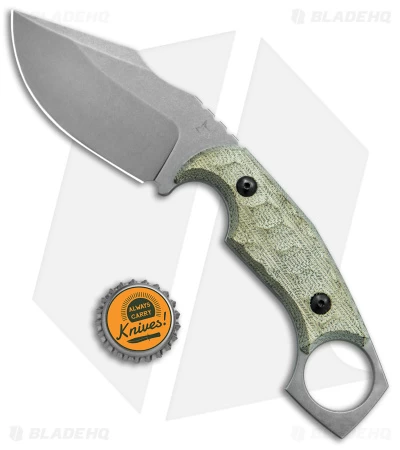 Fox Knives Monkey Thumper Fixed Blade Knife OD Green Micarta (3.5" Stonewash) - Image 4