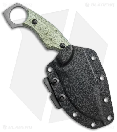 Fox Knives Monkey Thumper Fixed Blade Knife OD Green Micarta (3.5" Stonewash) - Image 3