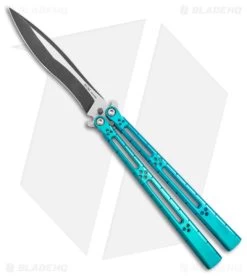 Hom Design I-Basilisk Channel Butterfly Knife Teal Titanium (4.5" Acid Wash)