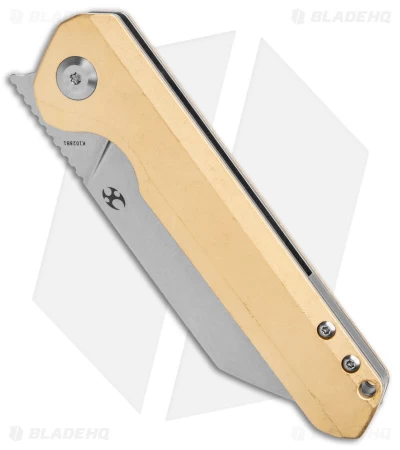 Kansept Knives Bulldozer Liner Lock Knife Brass (3.6" SW S35VN) K1028C1 - Image 2