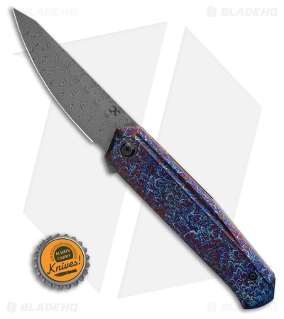 Kansept Integra Frame Lock Knife Lightning Strike Titanium (3.6" Damascus) - Image 4