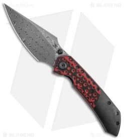 Kansept Fenrir Liner Lock Knife Black/Red G-10 Black Titanium (3.4" Damascus)
