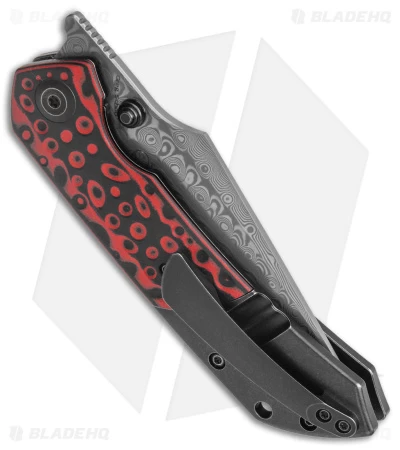 Kansept Fenrir Liner Lock Knife Black/Red G-10 Black Titanium (3.4" Damascus) - Image 3