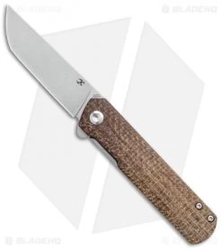 Kansept Knives Foosa Liner Lock Knife Burlap Brown Micarta (3" Black Stonewash)