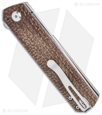 Kansept Knives Foosa Liner Lock Knife Burlap Brown Micarta (3" Black Stonewash) - Image 3