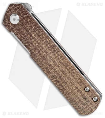 Kansept Knives Foosa Liner Lock Knife Burlap Brown Micarta (3" Black Stonewash) - Image 2