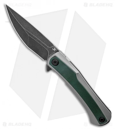 Kansept Knives Kratos Frame Lock Knife Green G-10/Ti (3.75" Black Stonewash)