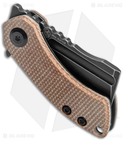 Kansept Knives Mini Korvid Liner Lock Knife Brown Micarta (1.5" Black) - Image 3