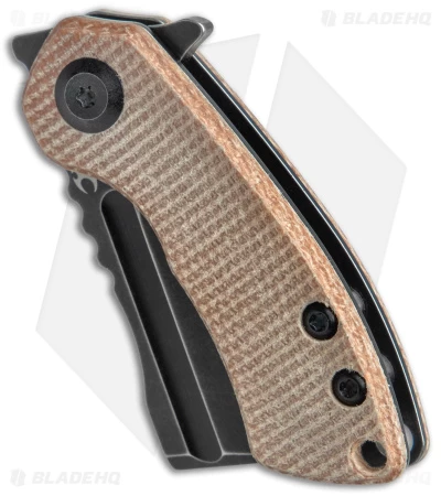 Kansept Knives Mini Korvid Liner Lock Knife Brown Micarta (1.5" Black) - Image 2