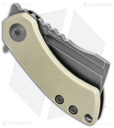 Kansept Knives Mini Korvid Liner Lock Knife Light Sand G-10 (1.5" Gray) - Image 3
