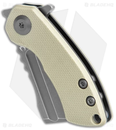 Kansept Knives Mini Korvid Liner Lock Knife Light Sand G-10 (1.5" Gray) - Image 2