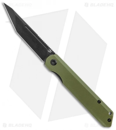 Kansept Knives Prickle Tanto Liner Lock Knife Green G-10 (3.5" Black)
