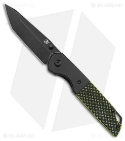 Kansept Knives Warrior Tanto Liner Lock Knife Black/Green G-10 (3.5" Black SW)
