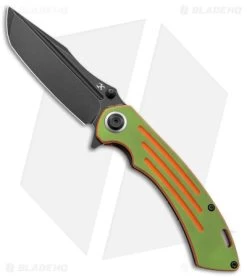 Kansept Pretatout Tanto Liner Lock Knife Green/Orange G-10 (3.6" Black SW)