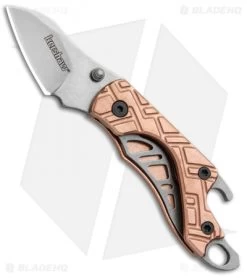 Kershaw Copper Cinder Keychain Knife Bottle Opener (1.4" Stonewash) 1025Cu