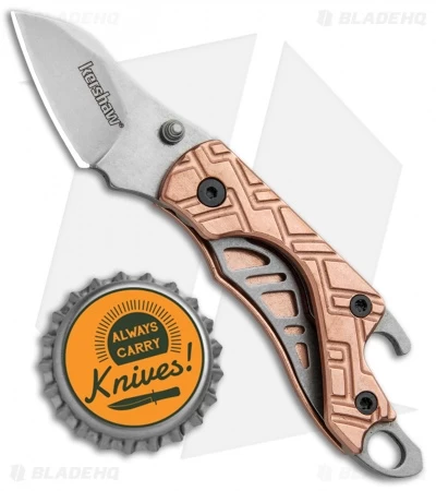 Kershaw Copper Cinder Keychain Knife Bottle Opener (1.4" Stonewash) 1025Cu - Image 4