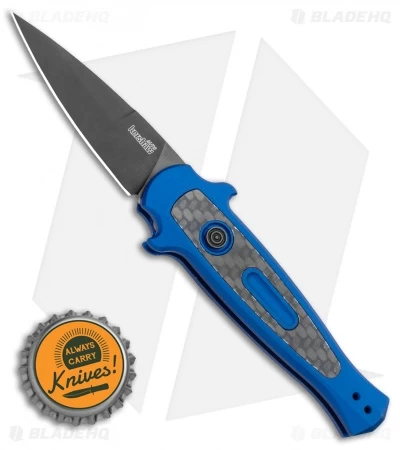 Kershaw Launch 12 Mini Stiletto Automatic Knife Blue/CF (2.5" Black) 7125BLUBLK - Image 4