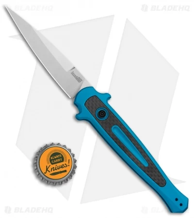 Kershaw Launch 8 Stiletto Automatic Knife Teal/CF (3.5" Stonewash) - Image 4