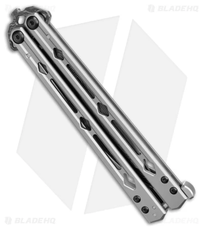Kershaw Lucha Balisong Butterfly Knife Gray Stainless (4.5" Damascus) 5150DAM - Image 3