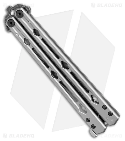 Kershaw Lucha Balisong Butterfly Knife Gray Stainless (4.5" Damascus) 5150DAM - Image 2