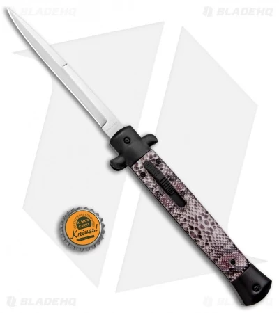 Mago 11" Italian Stiletto Black OTF Automatic Knife Sidewinder (4.8" Satin) - Image 5