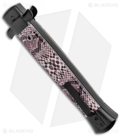 Mago 11" Italian Stiletto Black OTF Automatic Knife Sidewinder (4.8" Satin) - Image 3