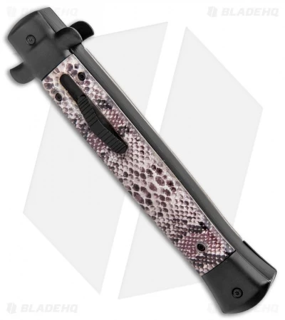 Mago 11" Italian Stiletto Black OTF Automatic Knife Sidewinder (4.8" Satin) - Image 2