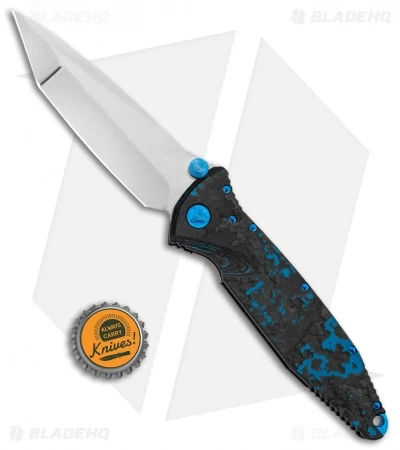 Marfione Custom Socom Elite Tanto Blue CF W/ Blue Ti Hardware (4" Mirror SW) - Image 4