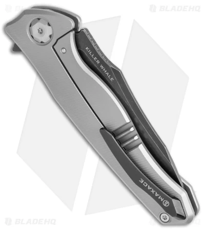 Maxace Killer Whale 2.0 Frame Lock Knife Titanium (4" Black SW) MKW202 - Image 3