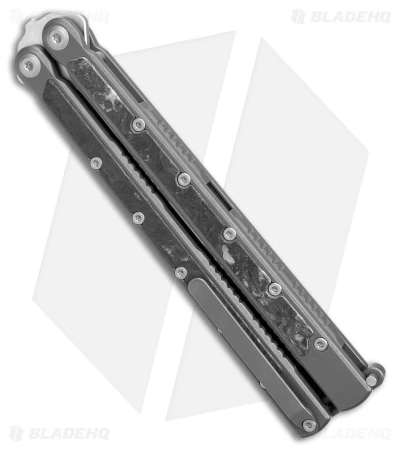Maxace Shi Balisong Butterfly Knife Black Stonewash Carbon Fiber (4.5" Satin) - Image 3