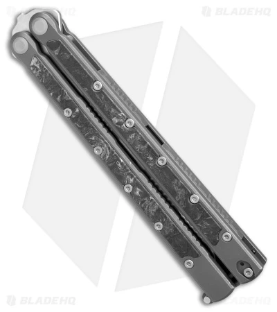 Maxace Shi Balisong Butterfly Knife Black Stonewash Carbon Fiber (4.5" Satin) - Image 2