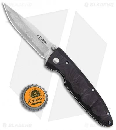 Mcusta Classic Wave Liner Lock Knife Black Micarta (3.4'" Damascus) MC-12D - Image 4