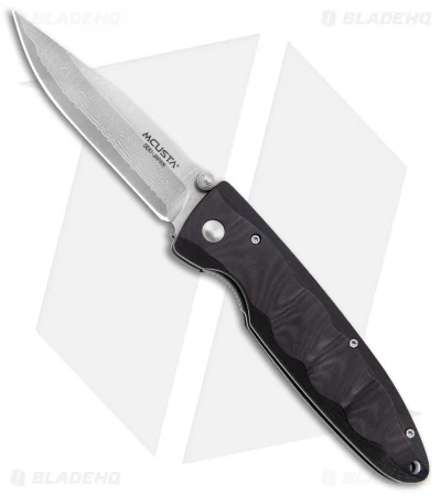 Mcusta Classic Wave Liner Lock Knife Black Micarta (3.4'" Damascus) MC-12D