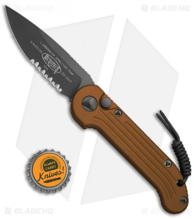 Microtech LUDT Automatic Knife Tan (3.4" Black Serr) 135-2TA - Image 4