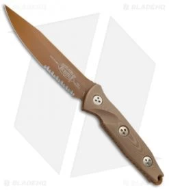 Microtech Socom Alpha Fixed Blade Knife Tan G-10 (5" Tan Serr) 113-2PVDTN