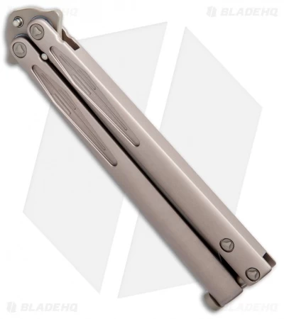 Microtech Tachyon III Balisong Butterfly Knife Tan (4.5" Tan Serr) 173-2TN - Image 2