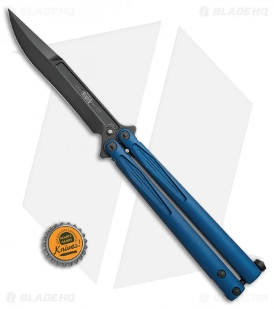 Microtech Tachyon III Balisong Butterfly Knife Blue (4.5" Black) 173-1DLCBL - Image 4